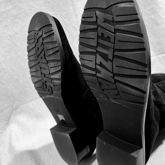 Stuart Weitzman Langdon Over The Knee Boots Sz 5.5 Black Leather Suede NWT - Picture 4 of 7
